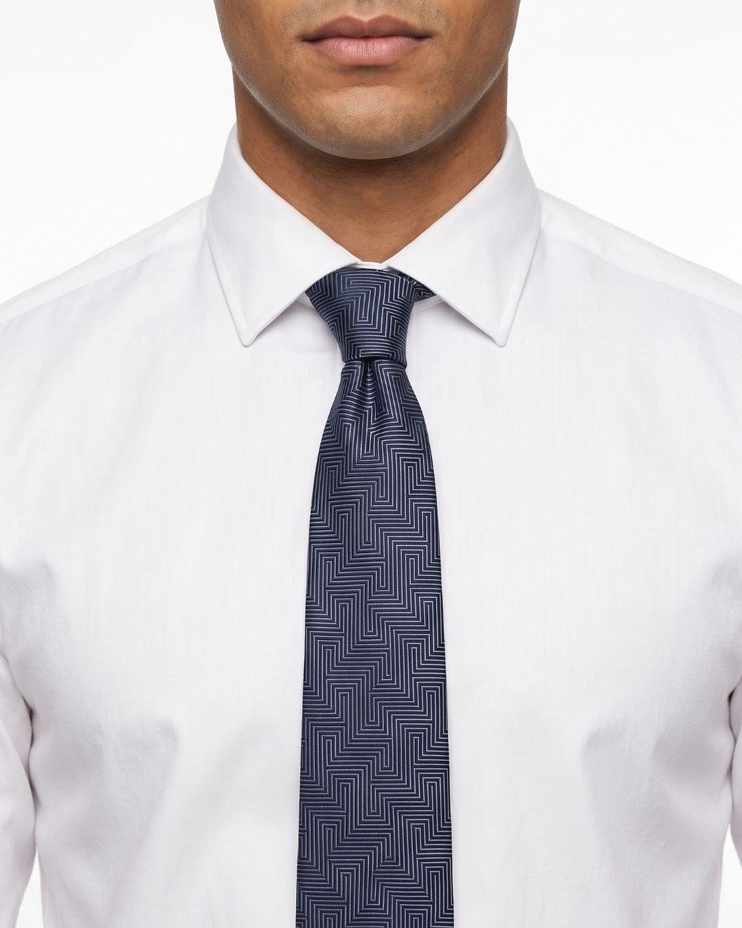ARMANI COLLEZIONI Armani Collezione Mens Navy Blue Tonal Geometric Neck Tie