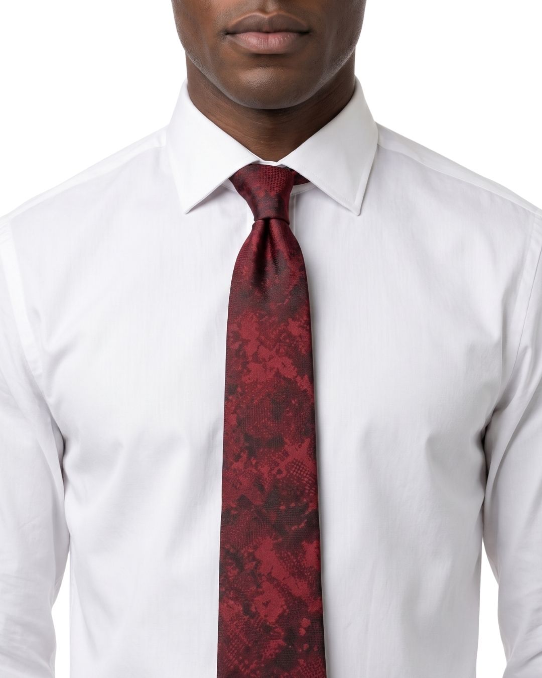 ARMANI COLLEZIONI Armani Collezioni Mens Burgundy / Black Abstract Silk Neck Tie