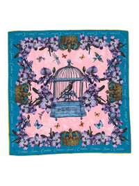 Versace Jeans Couture Women's Teal Pink Silk Birdcage Scarf