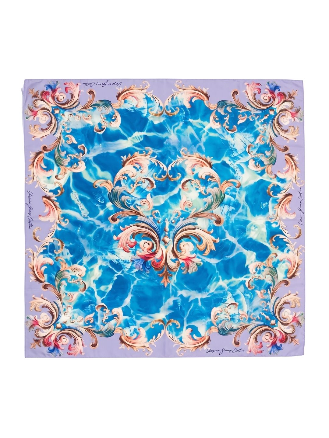 Versace Jeans Couture Women's Aqua Mauve Silk Baroque Scarf