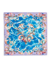 Versace Jeans Couture Women's Aqua Mauve Silk Baroque Scarf