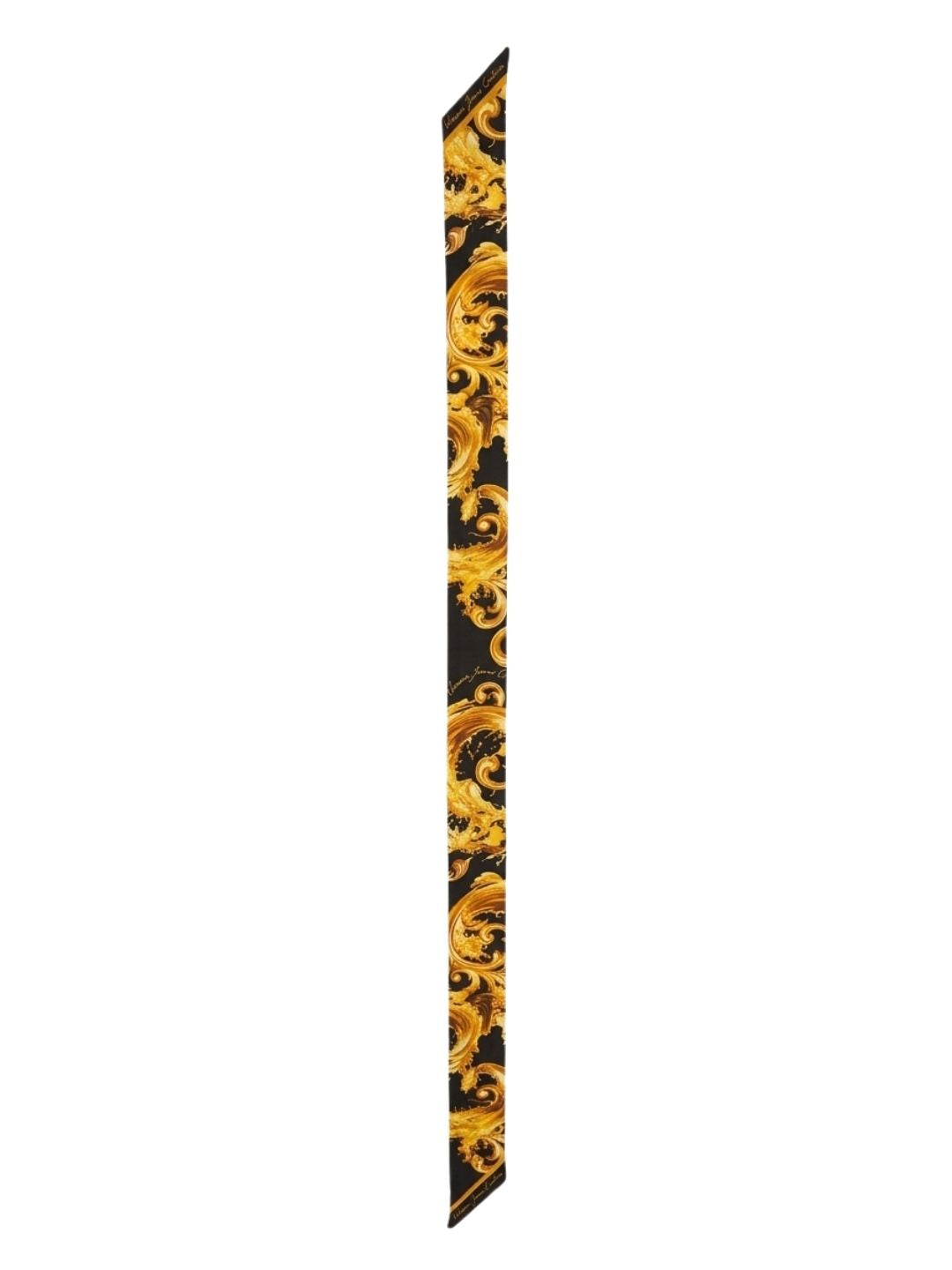 Versace Jeans Couture Women's Black Gold Silk Skinny Scarf 70.9 x 6.3 in