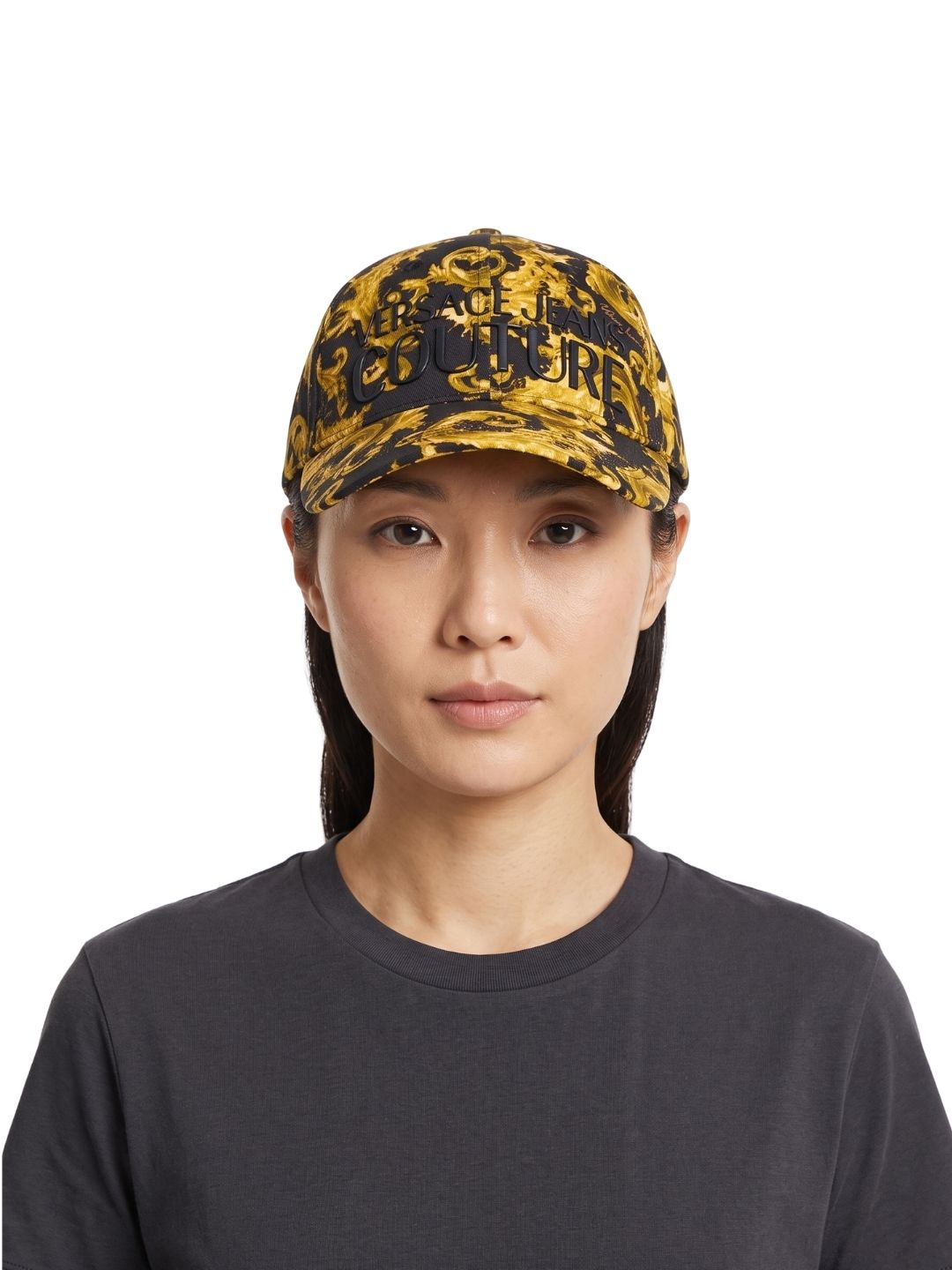 Versace Jeans Couture Women's Black Gold Baroque Baseball Cap