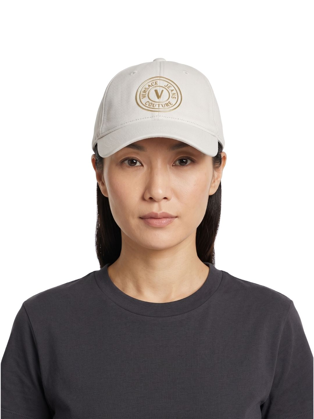 Versace Jeans Couture Women's White Gold Crest Baseball Cap