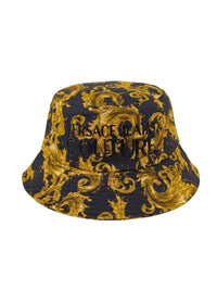 Versace Jeans Couture Men's Black Gold Baroque Bucket Hat
