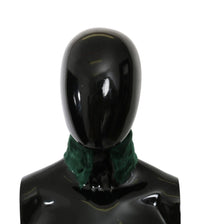 Dolce & Gabbana Green Fur Neck Collar Wrap Lambskin Women's Scarf