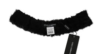 Dolce & Gabbana Black Fur Neck Collar Wrap Lambskin Women's Scarf