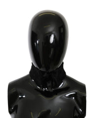 Dolce & Gabbana Black Fur Neck Collar Wrap Lambskin Women's Scarf