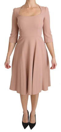 Dolce & Gabbana Pink 3/4 Sleeves A-line Viscose Women's Dress