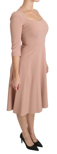 Dolce & Gabbana Pink 3/4 Sleeves A-line Viscose Women's Dress