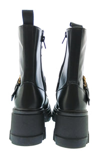 Versace Jeans Couture Womens Black Lace Up Buckle Lug Ankle Boots