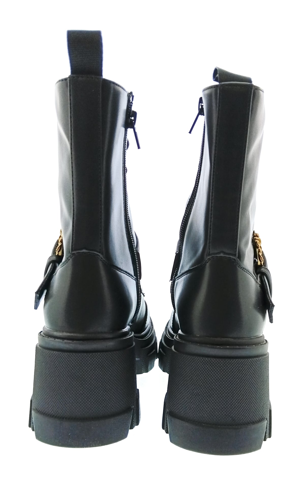 Versace Jeans Couture Womens Black Lace Up Buckle Lug Ankle Boots