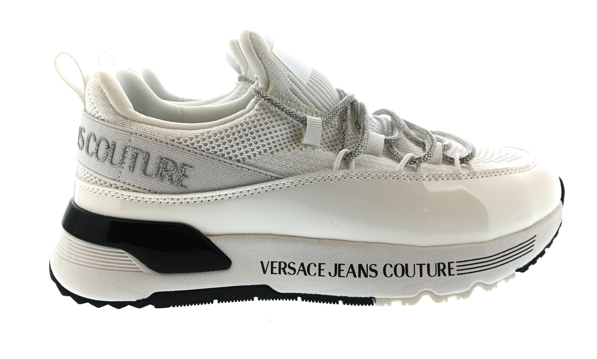 Versace Jeans Couture Womens White Mesh Chunky Platform Sneakers