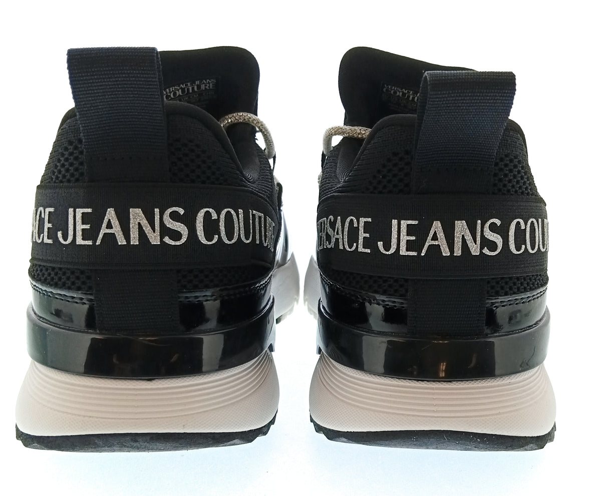 Versace Jeans Couture Womens Black Mesh Chunky Platform Sneakers