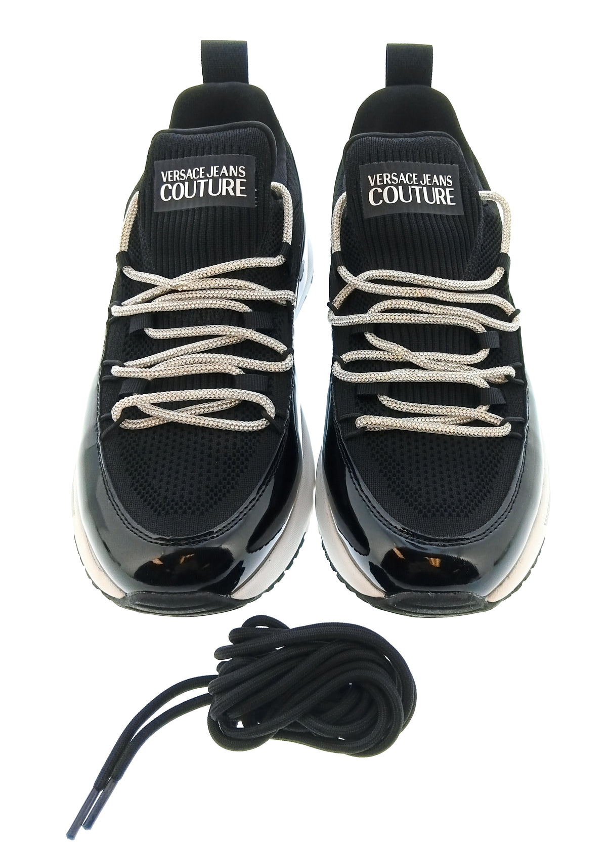 Versace Jeans Couture Womens Black Mesh Chunky Platform Sneakers