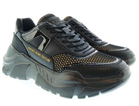 Versace Jeans Couture Womens Black Gold Studded Chunky Sneakers