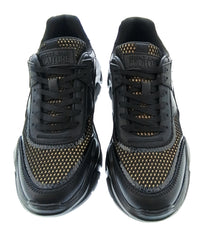 Versace Jeans Couture Womens Black Gold Studded Chunky Sneakers