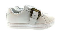 Versace Jeans Couture Womens White Ornate Buckle Platform Sneakers