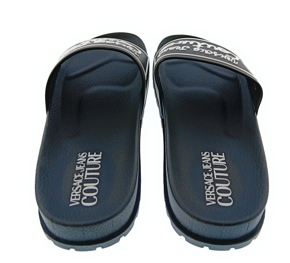 Versace Jeans Couture Womens Black Logo Pool Slide Sandals-
