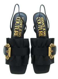Versace Jeans Couture Womens White Ornate Buckle Platform Sneakers