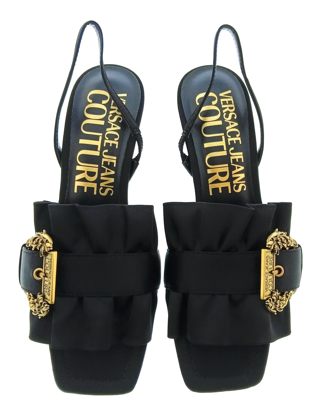 Versace Jeans Couture Womens White Ornate Buckle Platform Sneakers