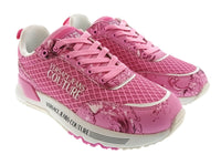 Versace Jeans Couture Womens Orchid Baroque Mesh Platform Sneakers