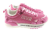 Versace Jeans Couture Womens Orchid Baroque Mesh Platform Sneakers
