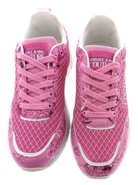 Versace Jeans Couture Womens Orchid Baroque Mesh Platform Sneakers