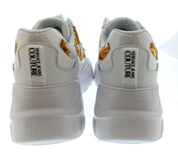 Versace Jeans Couture Womens White Gold Baroque Chunky Sneakers