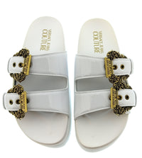 Versace Jeans Couture Womens White Double Buckle Platform Slide Sandals-