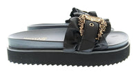 Versace Jeans Couture Womens Black Ruffle Platform Slide Sandals-
