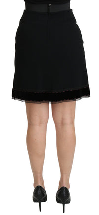 Dolce & Gabbana Black A-line High Waist Mini Viscose Women's Skirt