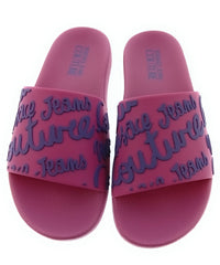Versace Jeans Couture Womens Orchid Graffiti Logo Slide Sandals-