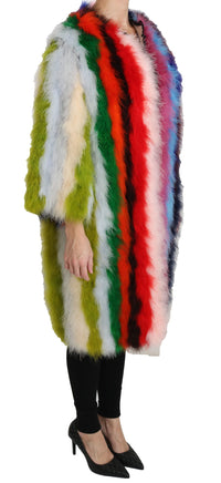 Dolce & Gabbana Multicolor Turkey Feather Cape Fur Women's Coat