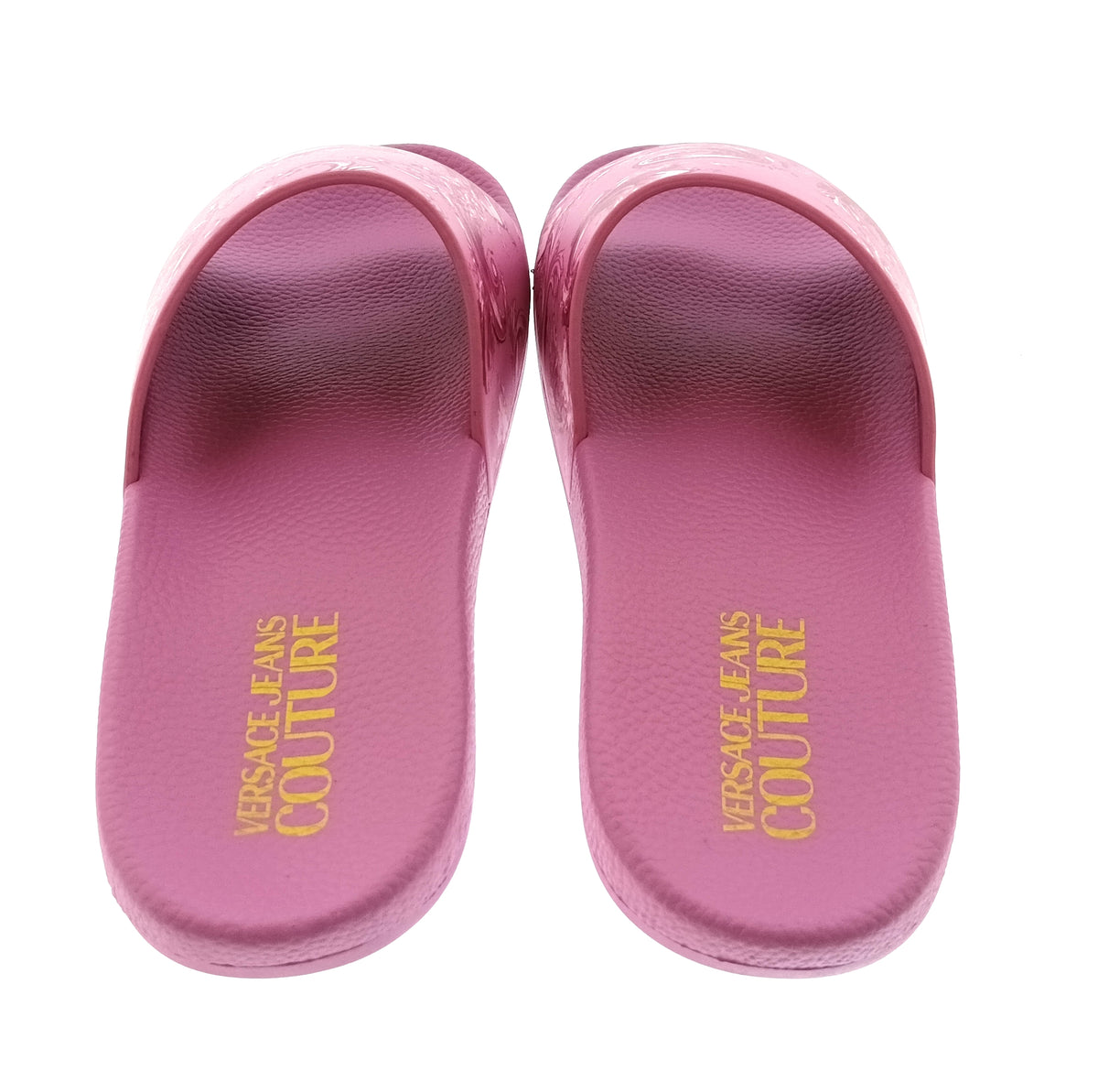 Versace Jeans Couture Womens Orchid Baroque Print Slide Sandals-