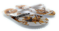 Versace Jeans Couture Womens White Gold Baroque Print Flip-Flops