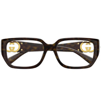 Gucci Eyeglasses Square Full Rim, Dark Havana Frame and Clear Demo Lenses Lens GG1694OA002