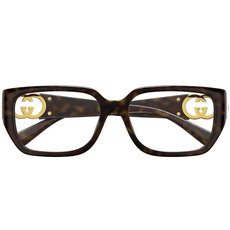 Gucci Eyeglasses Square Full Rim, Dark Havana Frame and Clear Demo Lenses Lens GG1694OA002