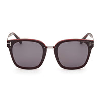 Tom Ford Sunglasses Square Full Rim, Shiny Bordeaux Frame and Smoke Lens FT101471A