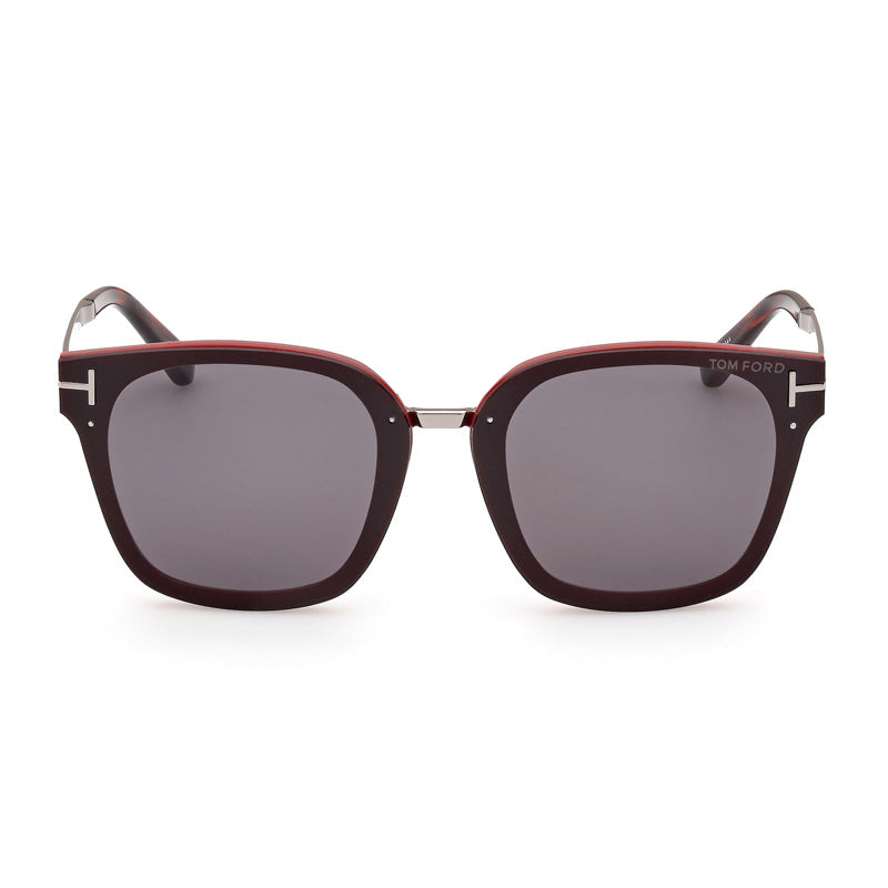 Tom Ford Sunglasses Square Full Rim, Shiny Bordeaux Frame and Smoke Lens FT101471A