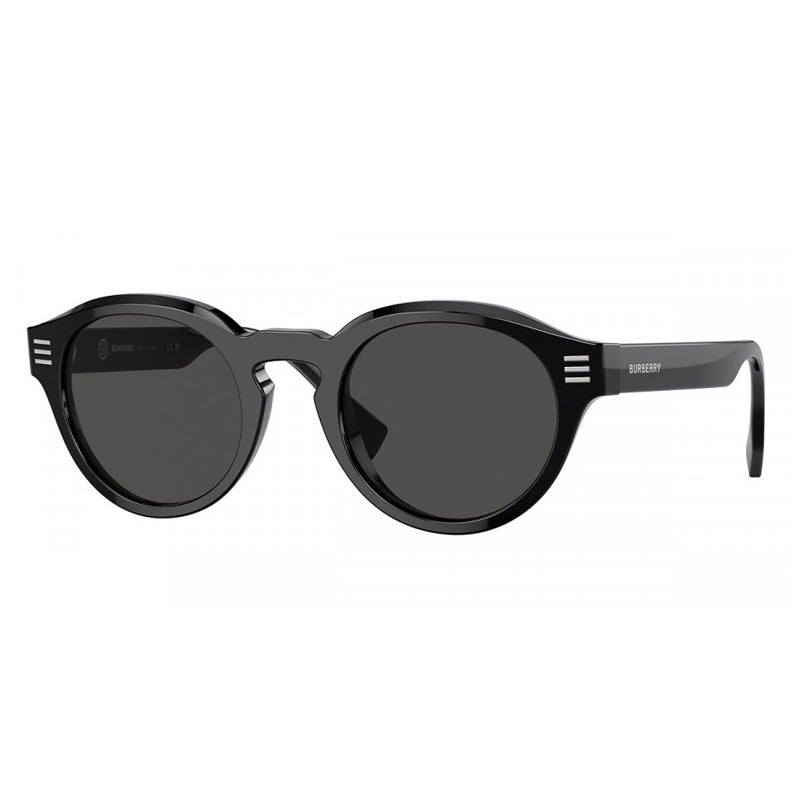 Burberry Sunglasses Round Full Rim, Black Frame and Dark Grey Lens BE4404300187