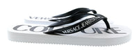 Versace Jeans Couture Womens White Black Logo Print Flip-Flops