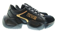 Versace Jeans Couture Womens Black Gold Sculpted Sole Sneakers