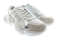 Versace Jeans Couture Womens White Silver Sculpted Sole Sneakers