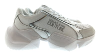 Versace Jeans Couture Womens White Silver Sculpted Sole Sneakers