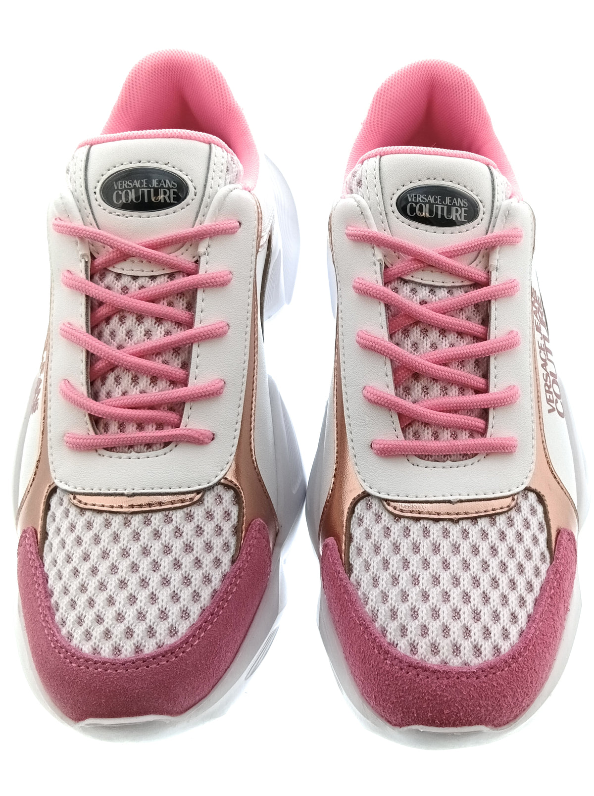 Versace Jeans Couture Womens White Orchid Sculpted Sole Sneakers