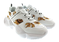 Versace Jeans Couture Womens White Gold Baroque Strap Chunky Sneakers