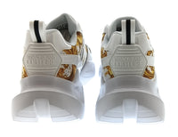 Versace Jeans Couture Womens White Gold Baroque Strap Chunky Sneakers