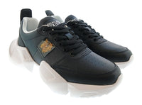 Versace Jeans Couture Womens Black Medallion Sculpted Sole Sneakers