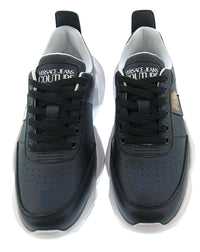 Versace Jeans Couture Womens Black Medallion Sculpted Sole Sneakers